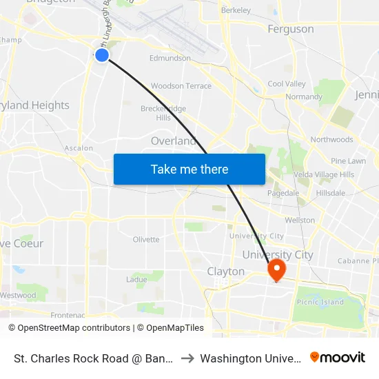 St. Charles Rock Road @ Banks Eb to Washington University map
