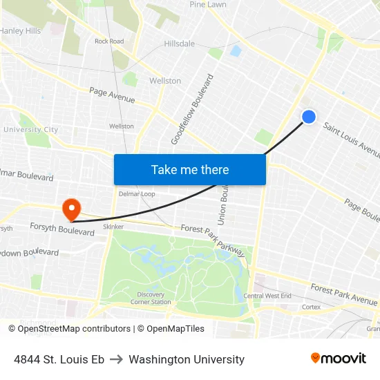 4844 St. Louis Eb to Washington University map