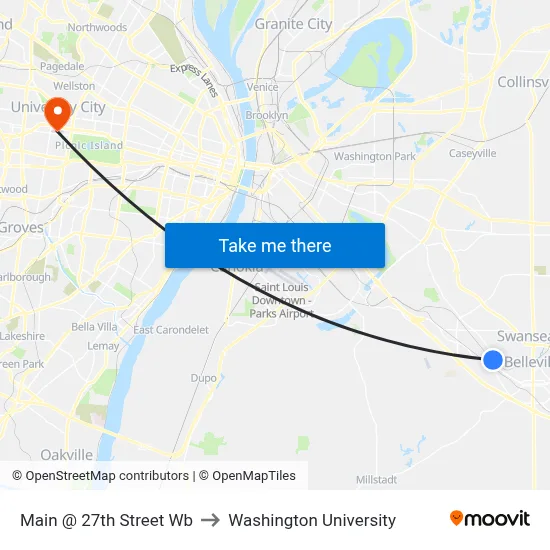 Main @ 27th Street Wb to Washington University map