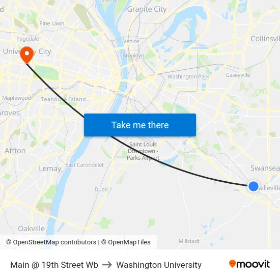 Main @ 19th Street Wb to Washington University map
