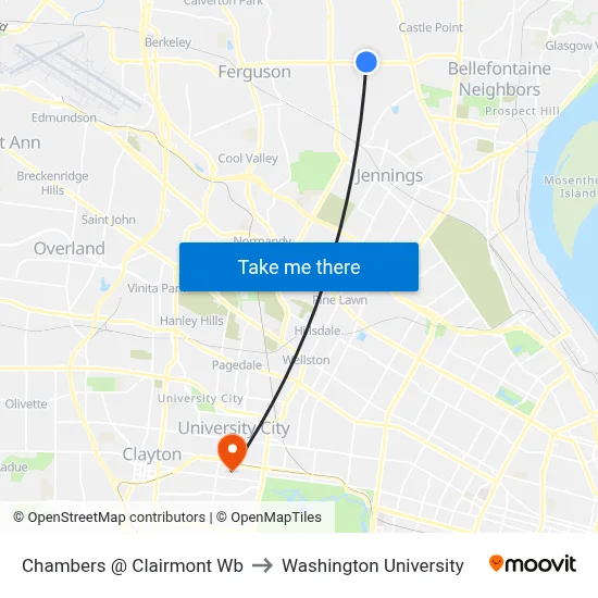 Chambers @ Clairmont Wb to Washington University map