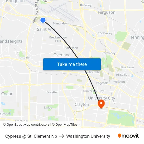 Cypress @ St. Clement Nb to Washington University map
