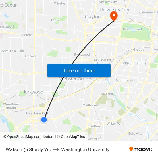 Watson @ Sturdy Wb to Washington University map