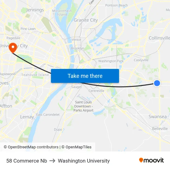 58 Commerce Nb to Washington University map