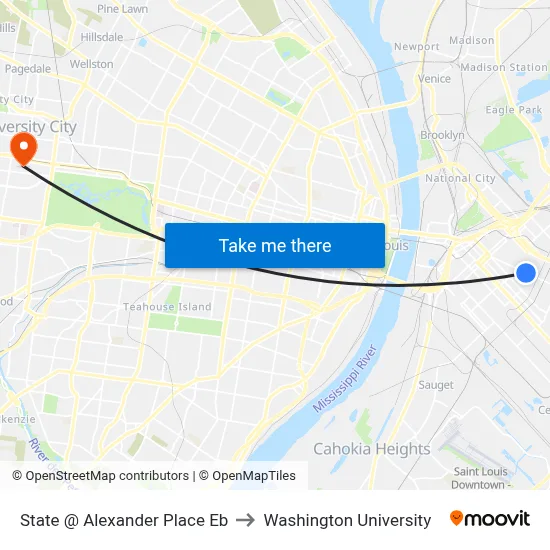 State @ Alexander Place Eb to Washington University map