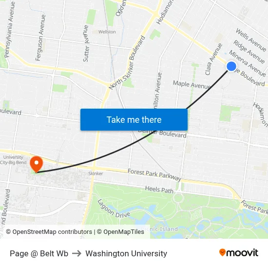 Page @ Belt Wb to Washington University map