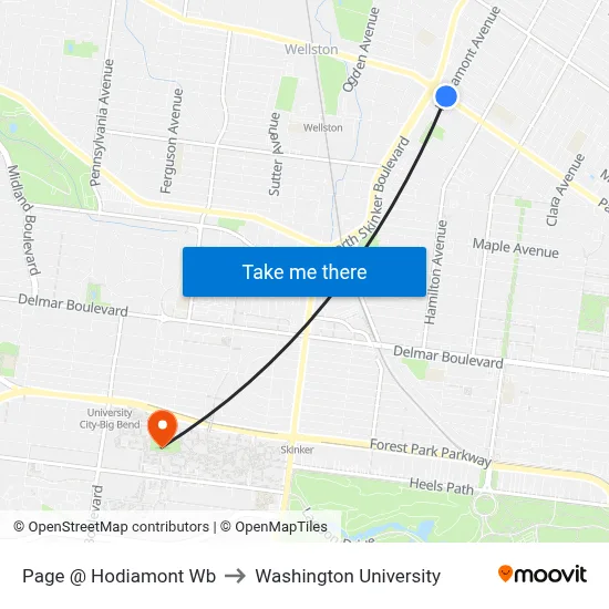 Page @ Hodiamont Wb to Washington University map