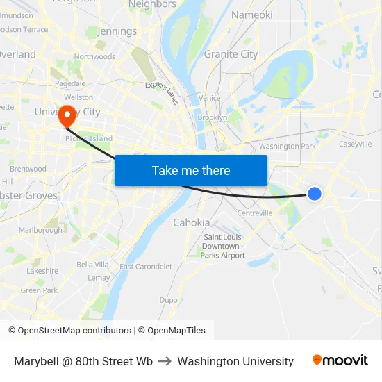 Marybell @ 80th Street Wb to Washington University map