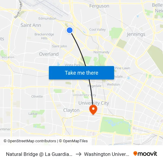 Natural Bridge @ La Guardia Wb to Washington University map