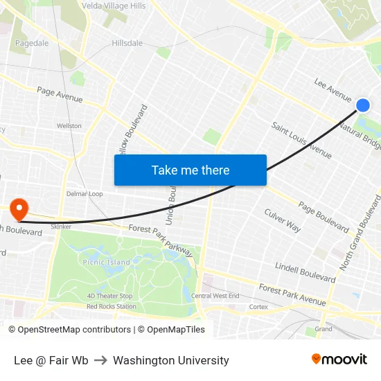 Lee @ Fair Wb to Washington University map