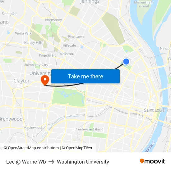 Lee @ Warne Wb to Washington University map