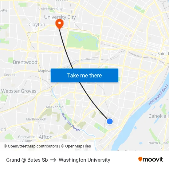 Grand @ Bates Sb to Washington University map