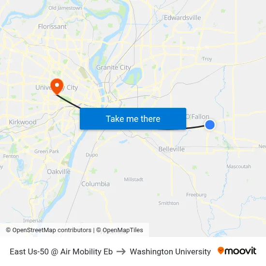 East Us-50 @ Air Mobility Eb to Washington University map