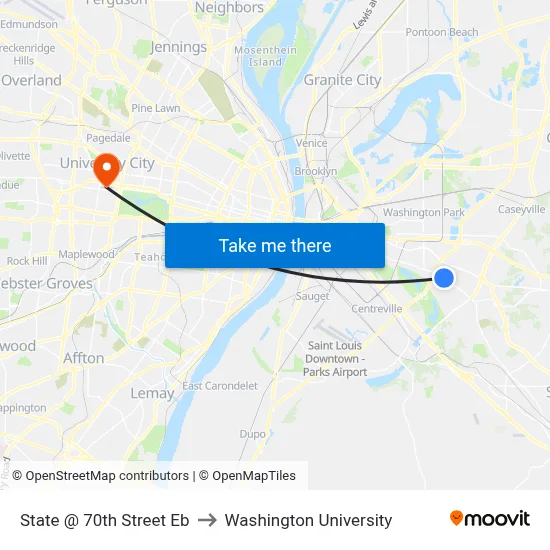 State @ 70th Street Eb to Washington University map
