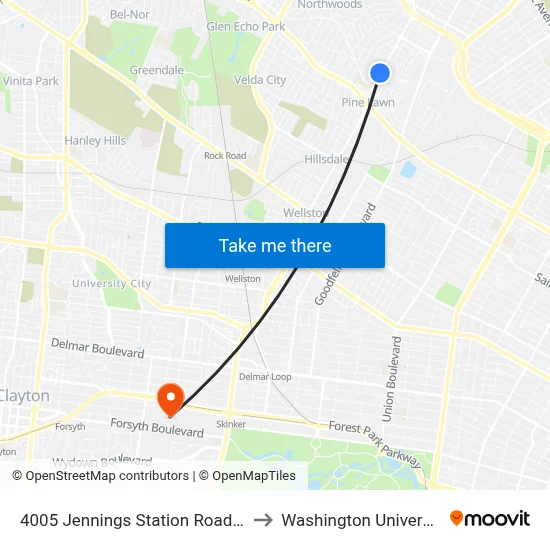 4005 Jennings Station Road Sb to Washington University map