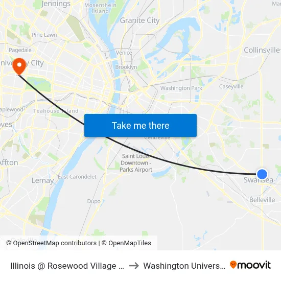 Illinois @ Rosewood Village Nb to Washington University map