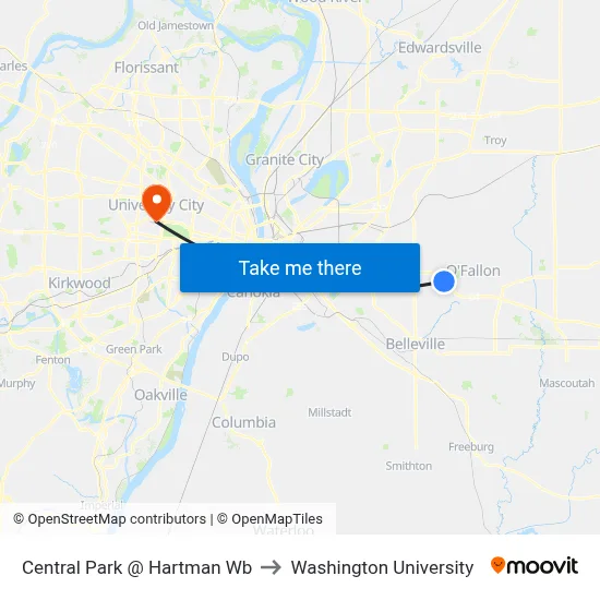 Central Park @ Hartman Wb to Washington University map