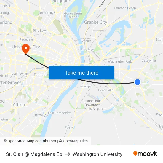 St. Clair @ Magdalena Eb to Washington University map