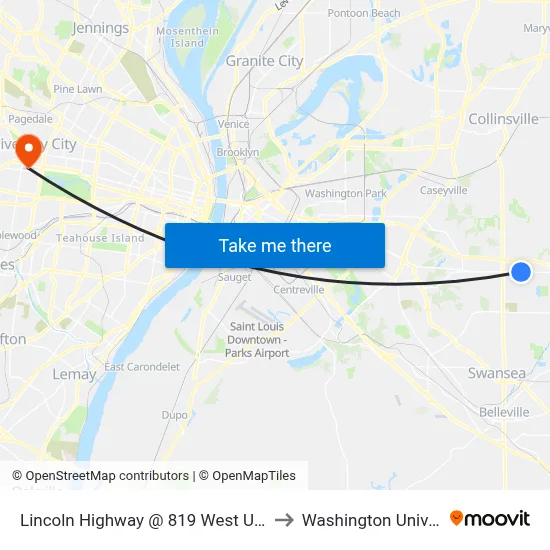 Lincoln Highway @ 819 West Us-50 Wb to Washington University map