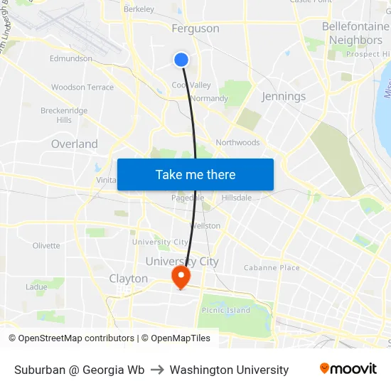 Suburban @ Georgia Wb to Washington University map