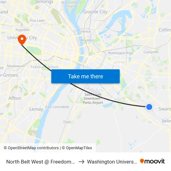 North Belt West @ Freedom Eb to Washington University map