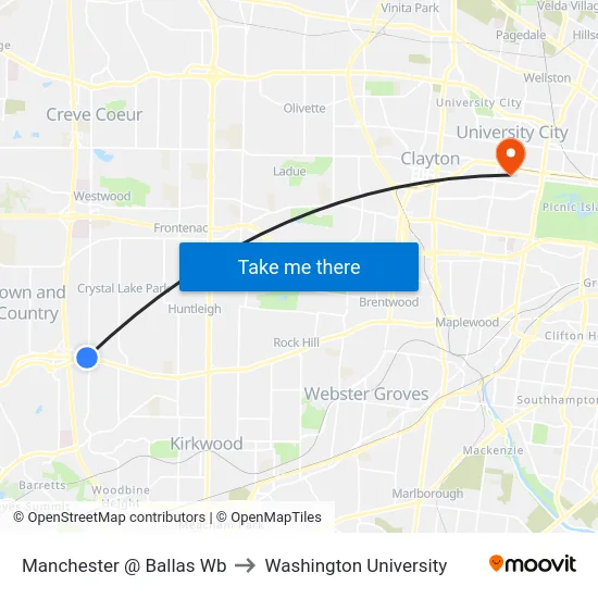 Manchester @ Ballas Wb to Washington University map