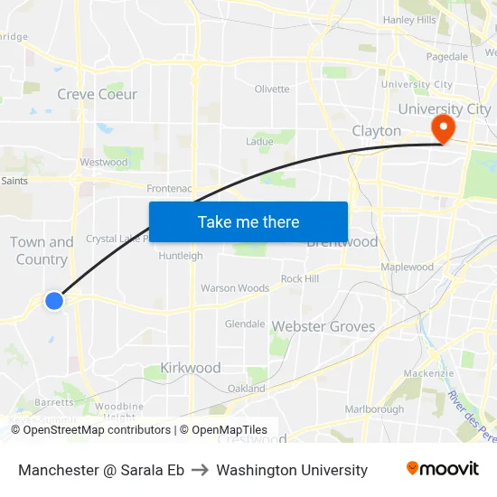 Manchester @ Sarala Eb to Washington University map