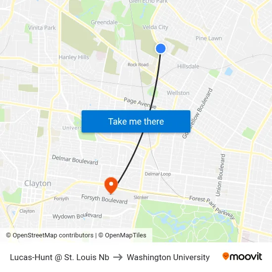 Lucas-Hunt @ St. Louis Nb to Washington University map