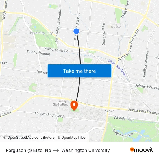 Ferguson @ Etzel Nb to Washington University map