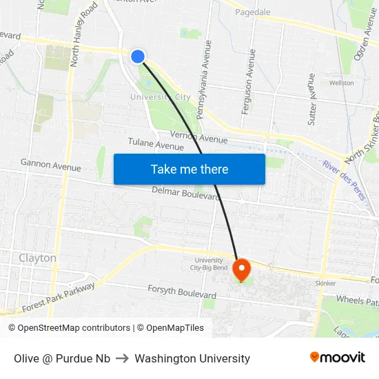 Olive @ Purdue Nb to Washington University map
