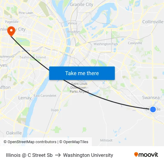 Illinois @ C Street Sb to Washington University map