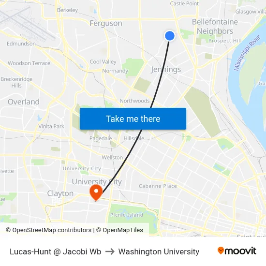 Lucas-Hunt @ Jacobi Wb to Washington University map