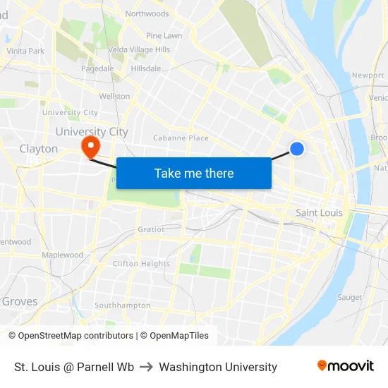 St. Louis @ Parnell Wb to Washington University map
