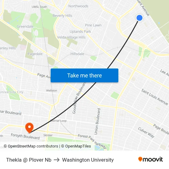 Thekla @ Plover Nb to Washington University map