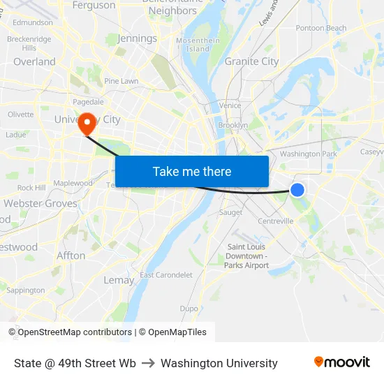 State @ 49th Street Wb to Washington University map