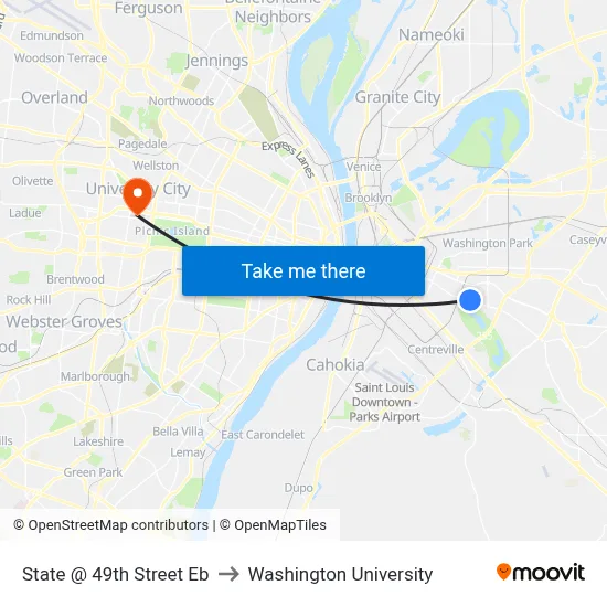 State @ 49th Street Eb to Washington University map