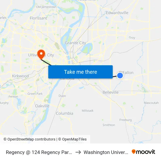 Regency @ 124 Regency Park Eb to Washington University map