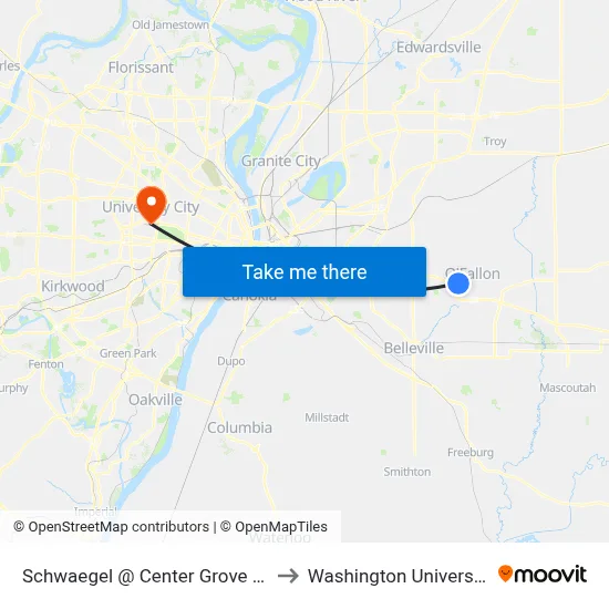 Schwaegel @ Center Grove Sb to Washington University map
