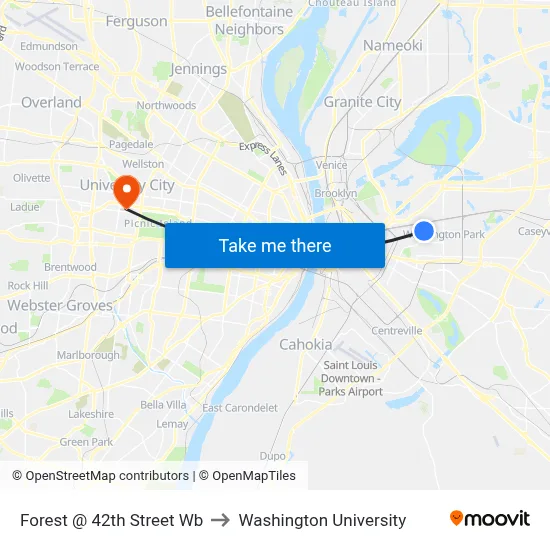 Forest @ 42th Street Wb to Washington University map