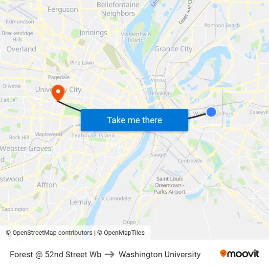 Forest @ 52nd Street Wb to Washington University map