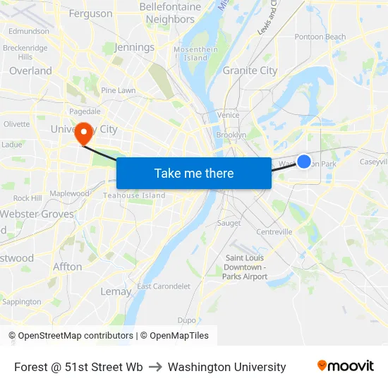 Forest @ 51st Street Wb to Washington University map