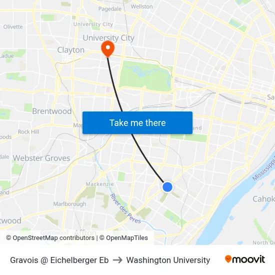 Gravois @ Eichelberger Eb to Washington University map