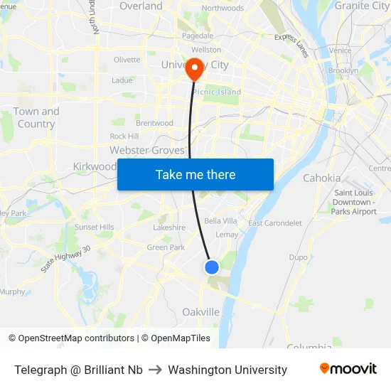 Telegraph @ Brilliant Nb to Washington University map