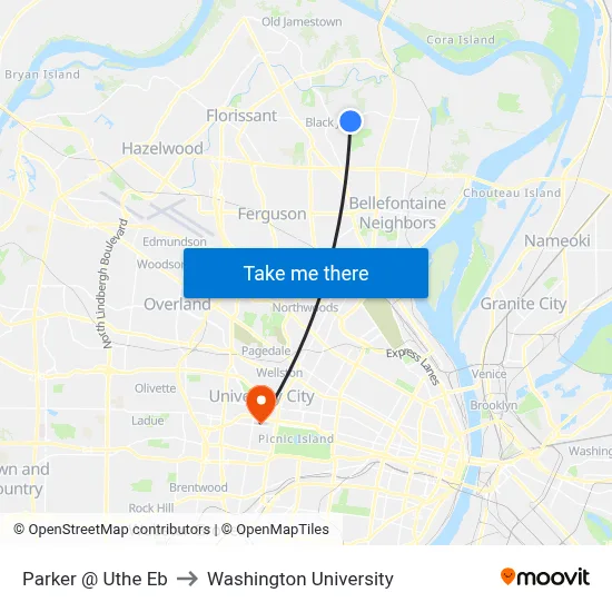 Parker @ Uthe Eb to Washington University map