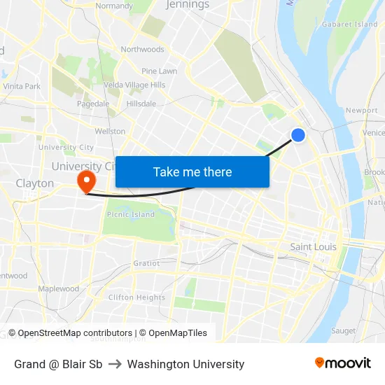 Grand @ Blair Sb to Washington University map