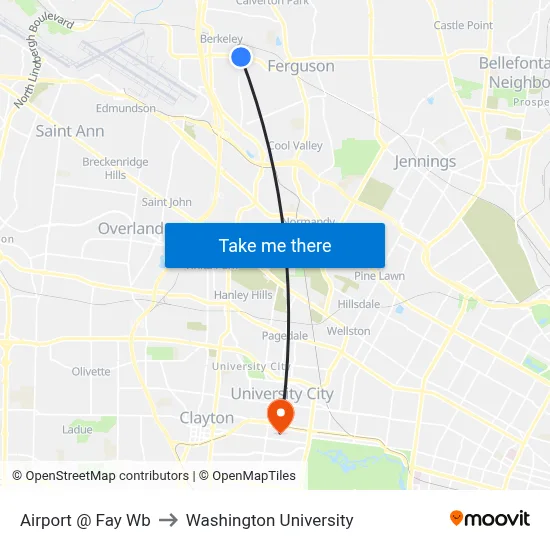 Airport @ Fay Wb to Washington University map