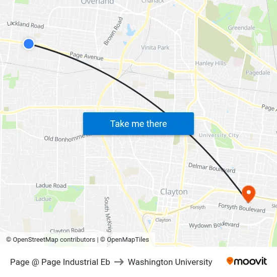 Page @ Page Industrial Eb to Washington University map