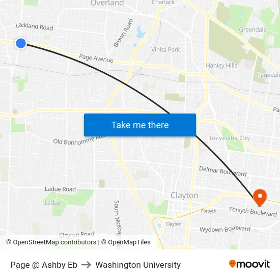 Page @ Ashby Eb to Washington University map