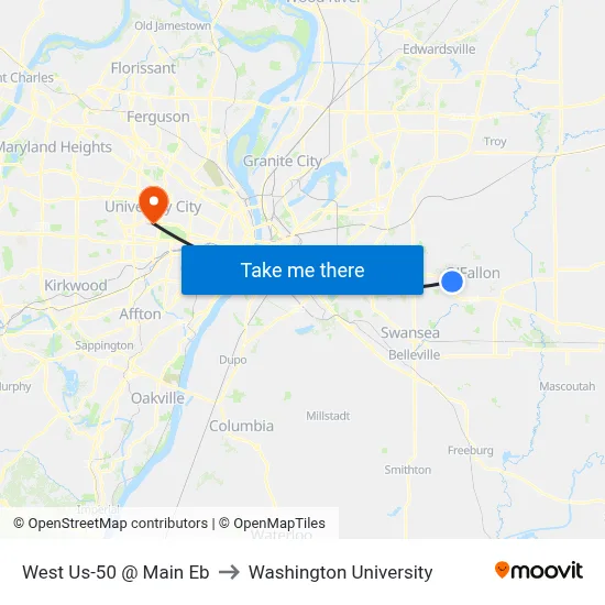West Us-50 @ Main Eb to Washington University map