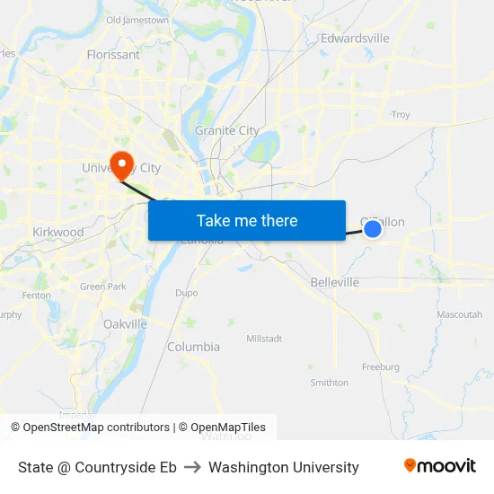 State @ Countryside Eb to Washington University map